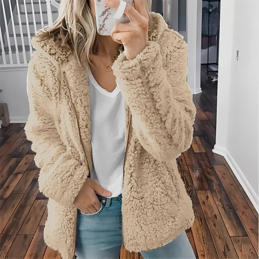 Berenice thick wool jacket with hood – women