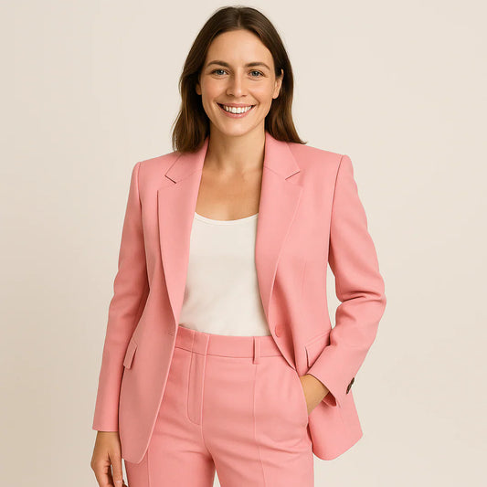 Women's business suit with stylish blazer and trousers