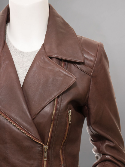 Women's Vintage Real Leather Jacket for Biker Style