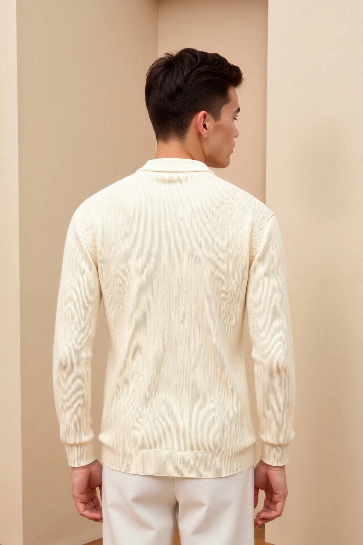 Elegant minimalist zip knit cardigan – men