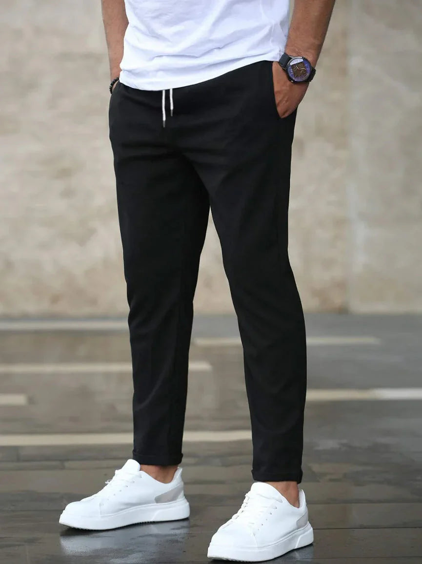 Allan casual slim stretch pants with drawstring – men