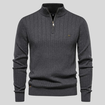 Men's knit sweater with half zip – warm winter quality