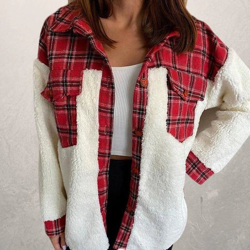 Women’s winter plaid jacket with hood – women