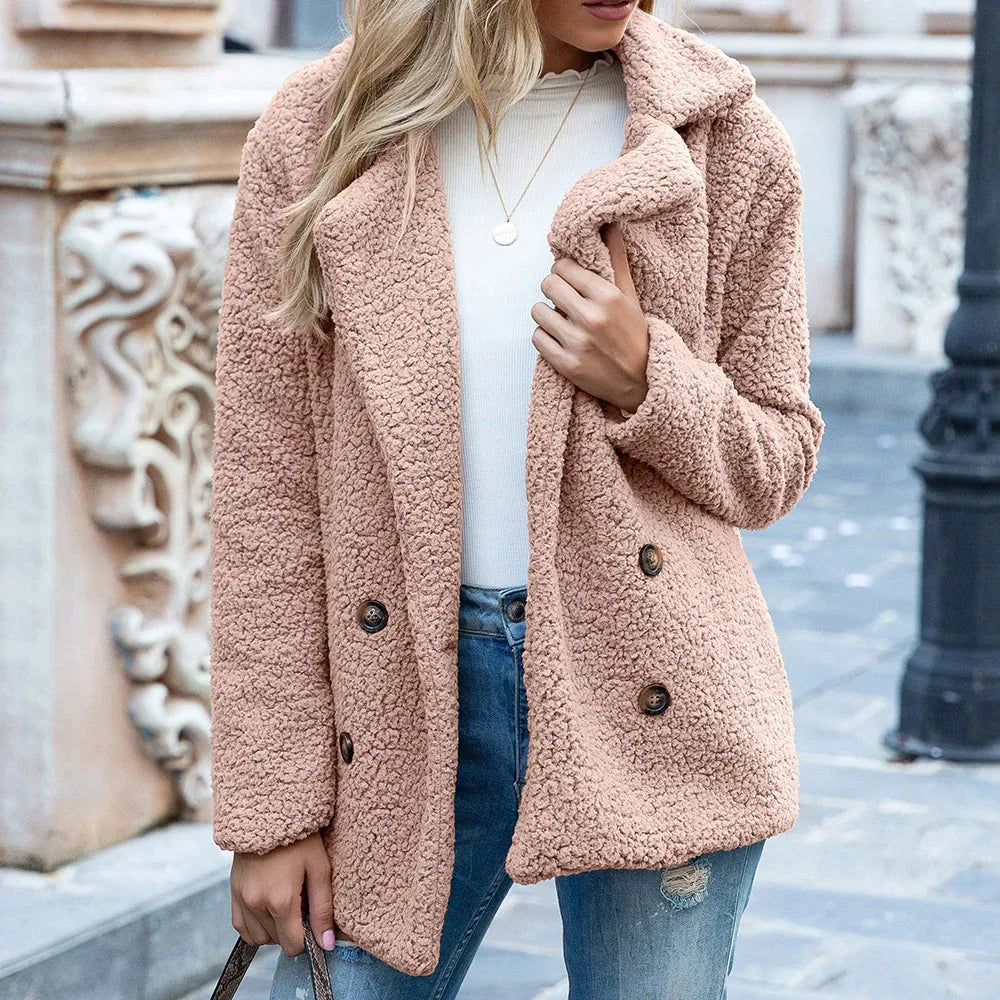 Mid-length double-breasted coat – women