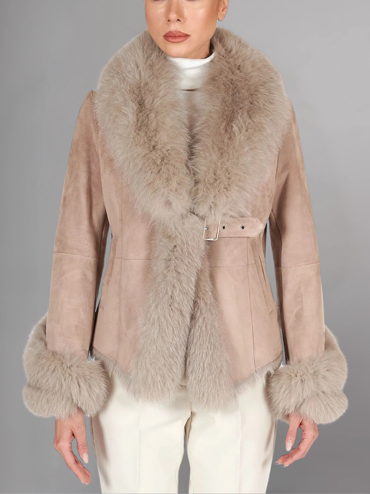 Elbow Street Fashion Winter Shearling Leather jacket