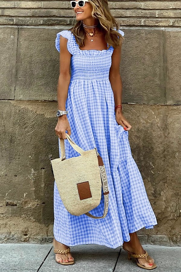 Rosie – checked, stylish maxi dress