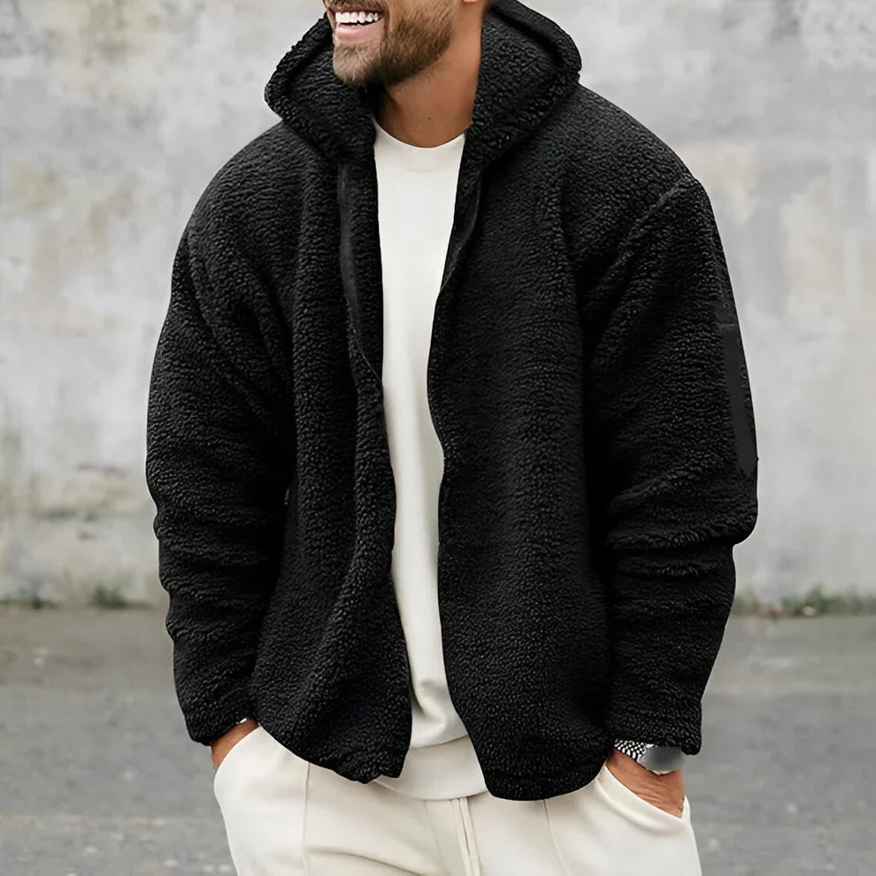 Men’s sherpa fleece jacket warm cosy zip-up – men