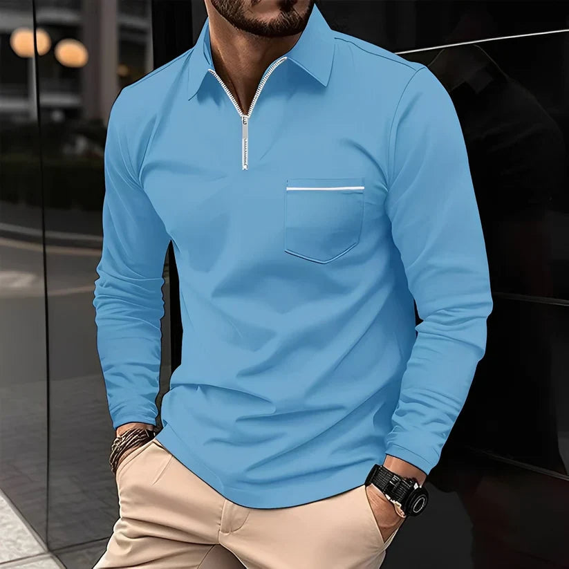 Florent long-sleeve polo with zip – men