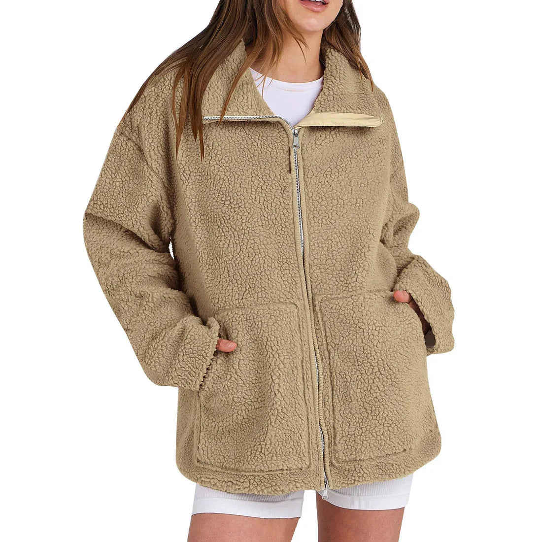 Adamina relaxed wool coat with turtleneck – women