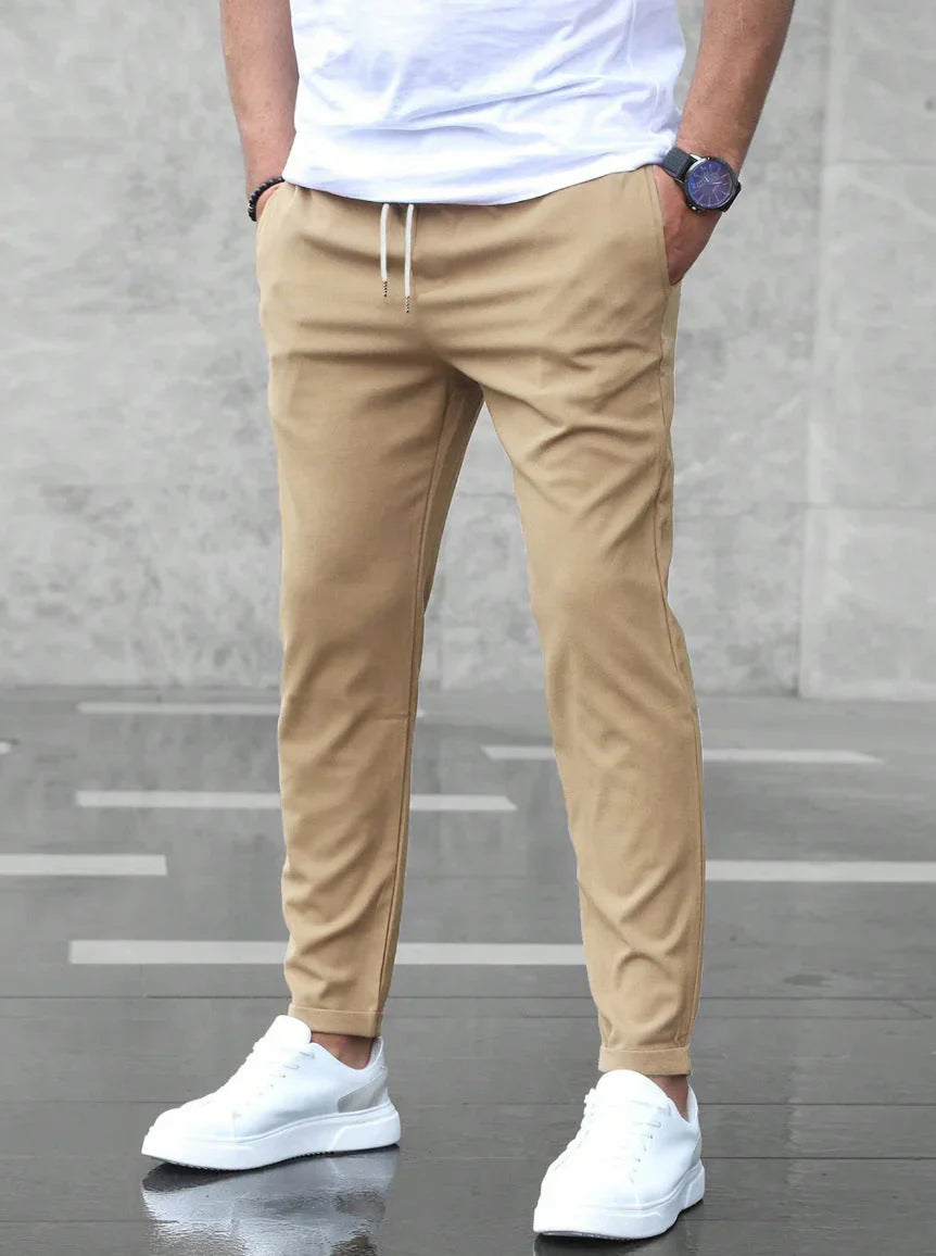 Allan casual slim stretch pants with drawstring – men