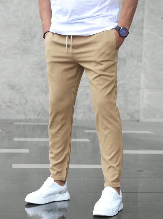 Allan casual slim stretch pants with drawstring – men