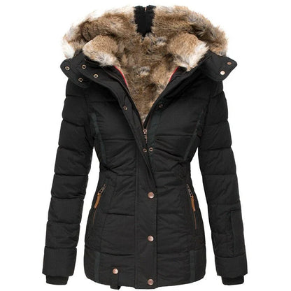 Aurora – warm, lined winter jacket with fur hood and zippered pockets