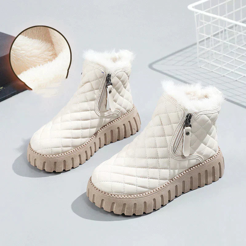 Warm platform side-zip boots – women