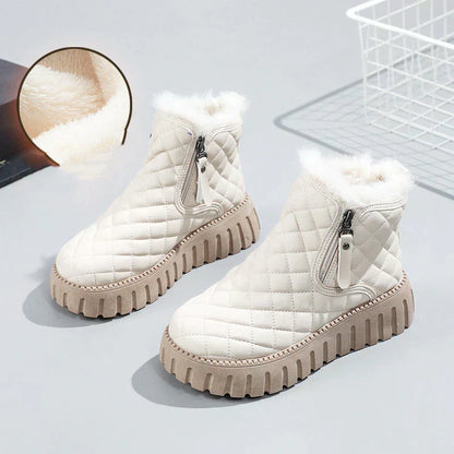 Warm platform side-zip boots – women