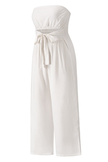 Tied Cutout Tube Wide Leg Jumpsuit