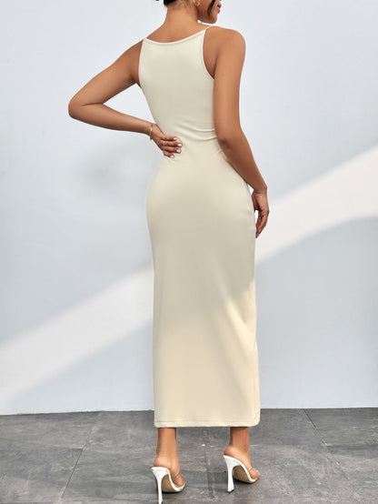 Round Neck Wrap Midi Cami Dress