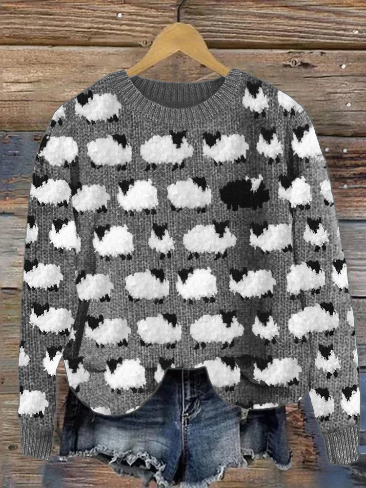 Marta wool sweater with sheep motif – women