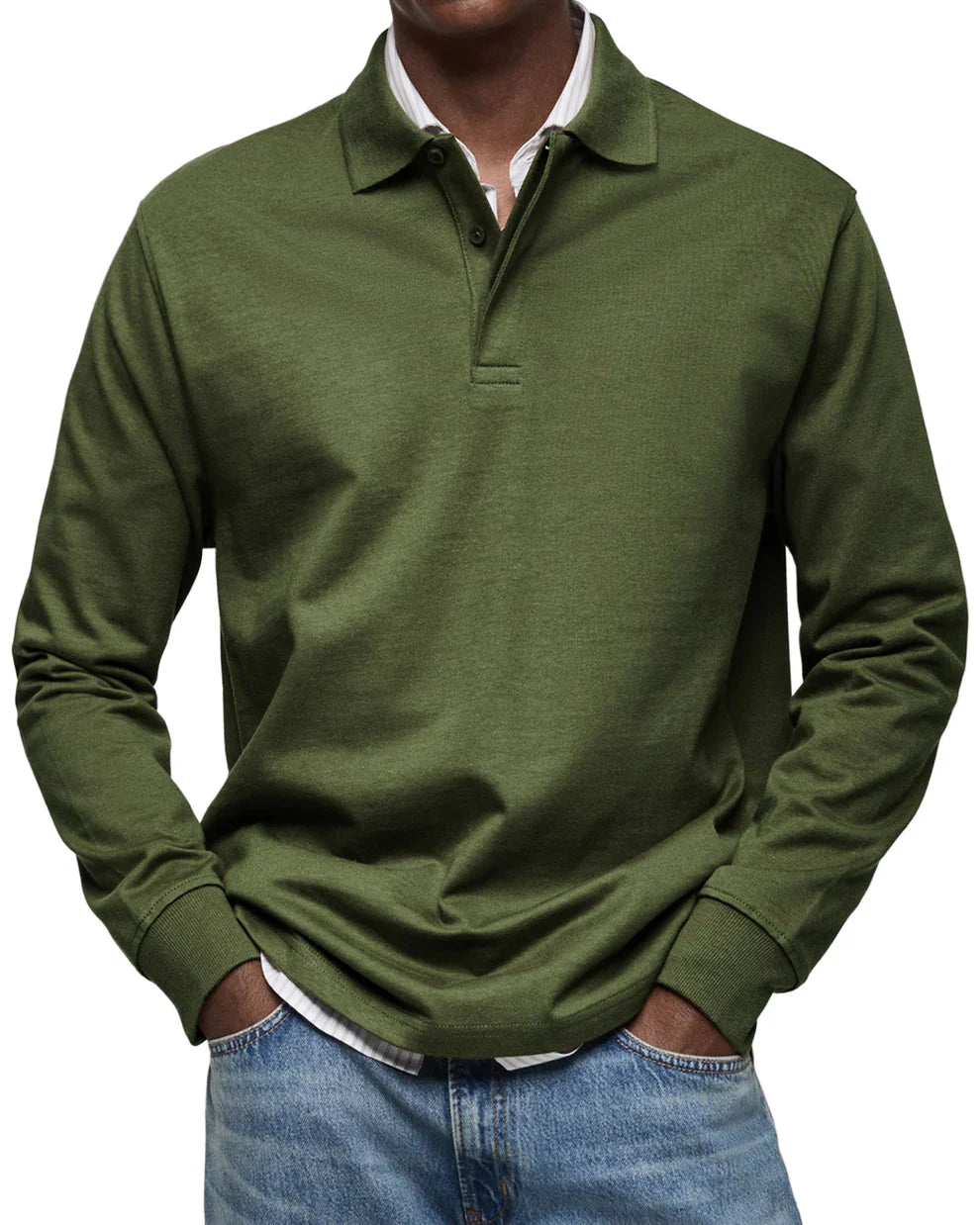Dewey simple long-sleeve polo shirt – men