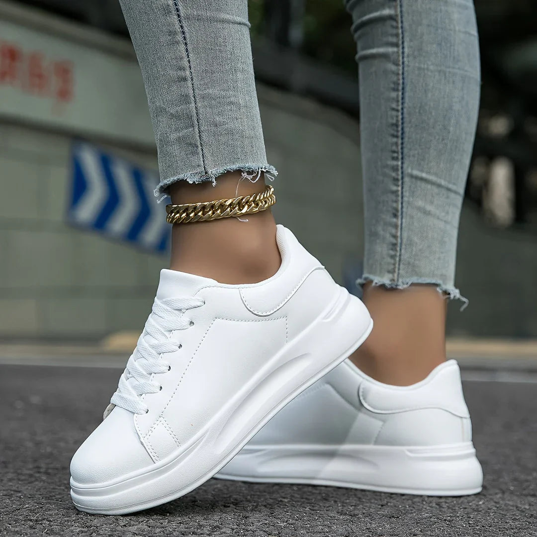 White leather sneakers – women