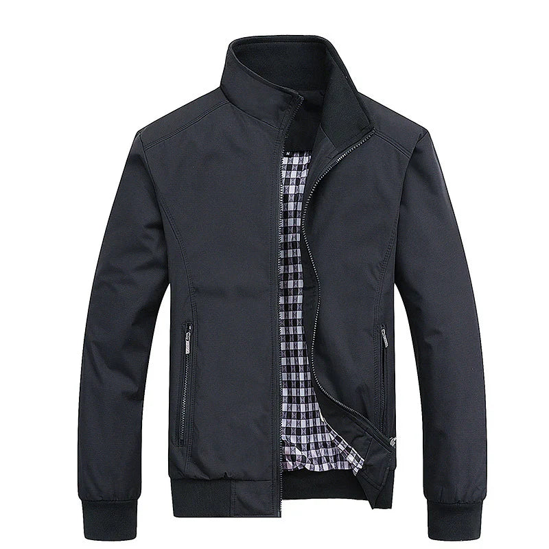 Light transitional jacket with stand collar – men