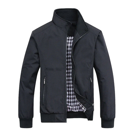 Light transitional jacket with stand collar – men
