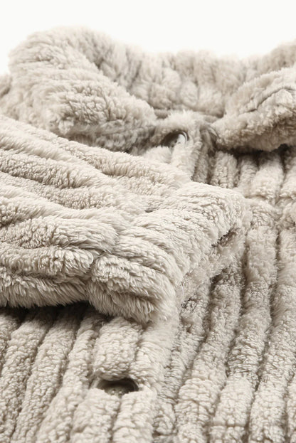 Plain plush fleece jacket with button placket