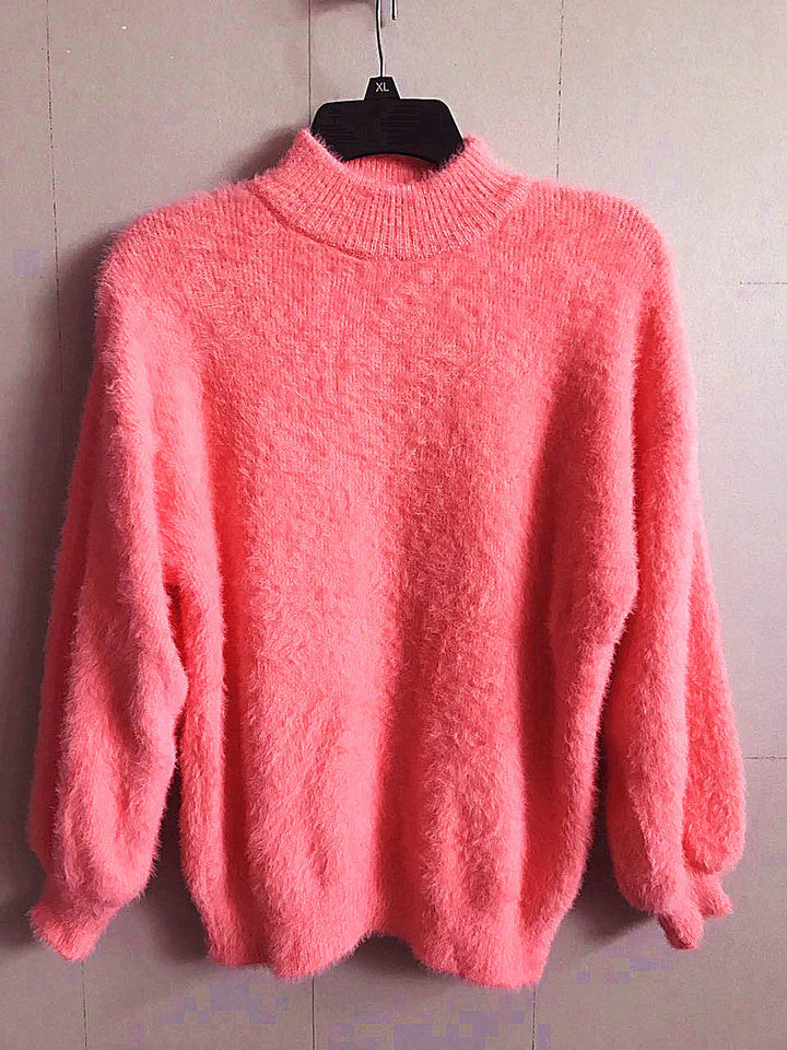 Mohair turtleneck knit sweater – women
