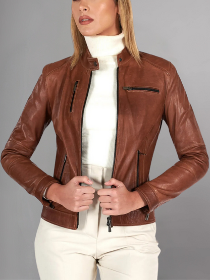 Womens Top Gun Vegan Black Leather Jacket