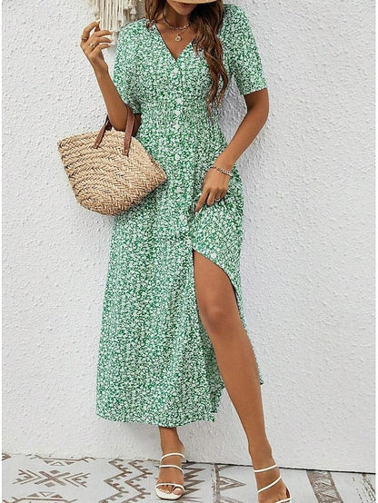 Grace – airy maxi dress with short sleeves and v-neck