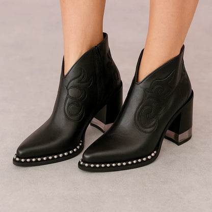 Criselda western vegan leather ankle boots – women