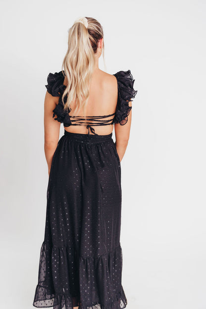 Ingrid Embroidered Maxi Dress in Black Dots