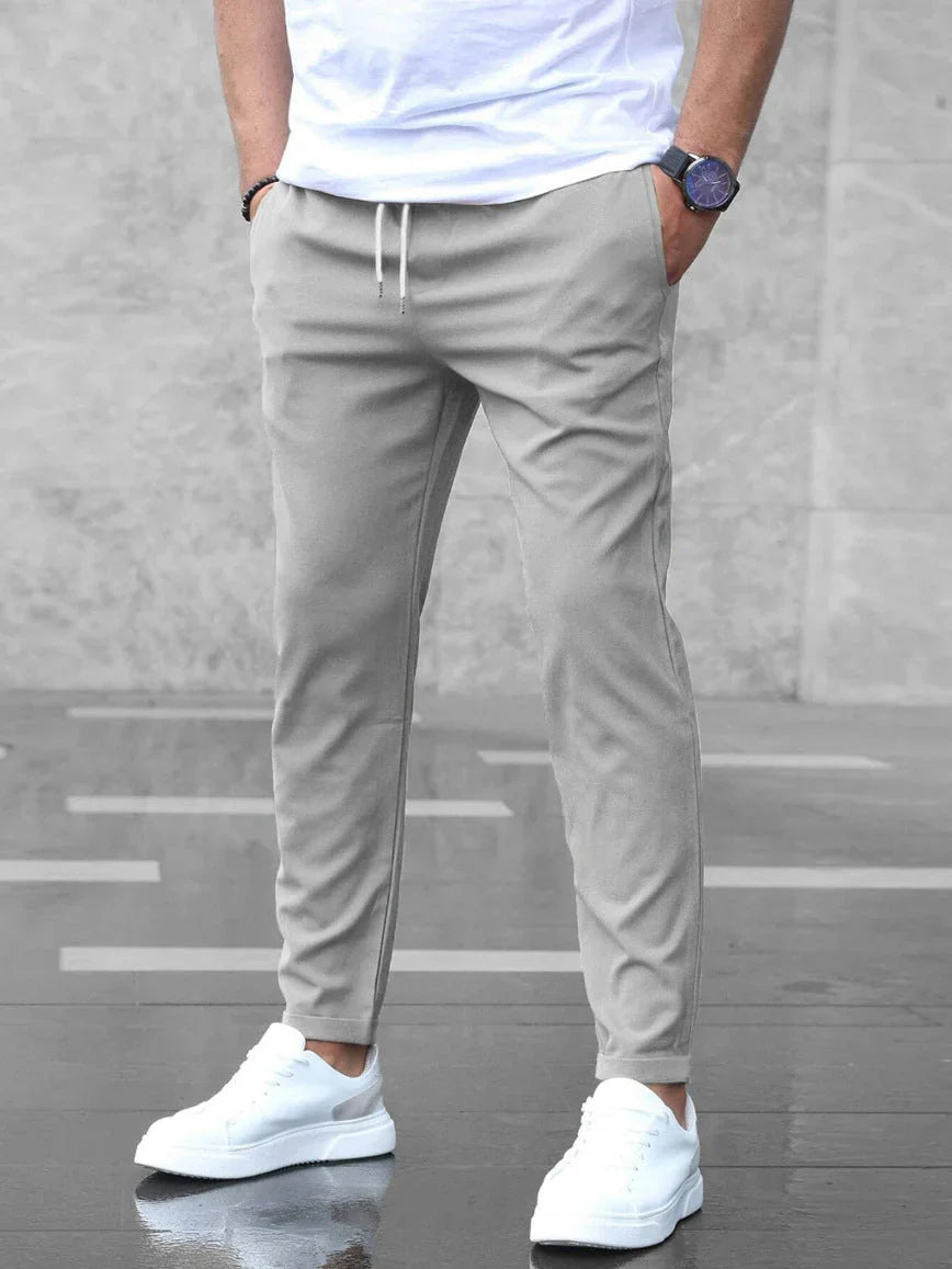 Allan casual slim stretch pants with drawstring – men