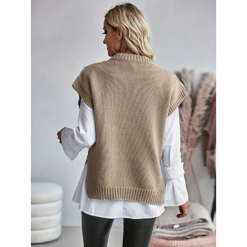 Sleeveless women's knitted vest in a timeless design