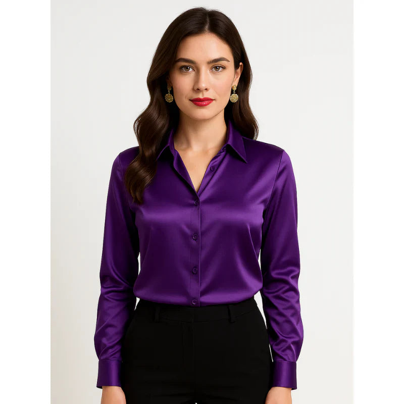 Elegant women's satin blouse with button details