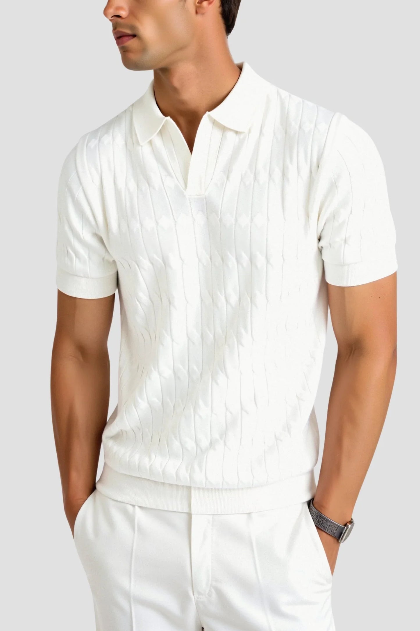 Classic white men’s polo shirt