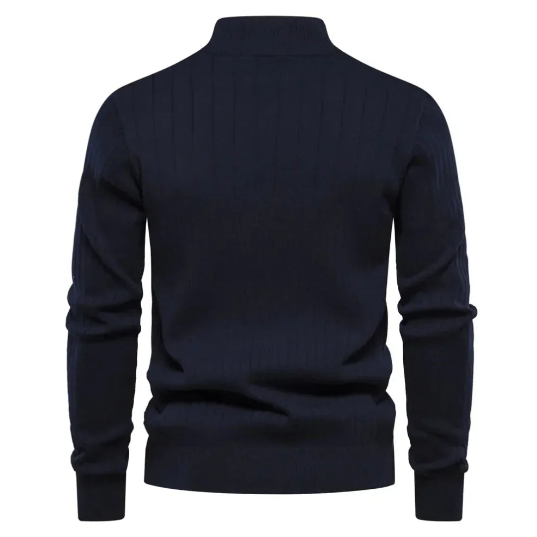 Men's knit sweater with half zip – warm winter quality