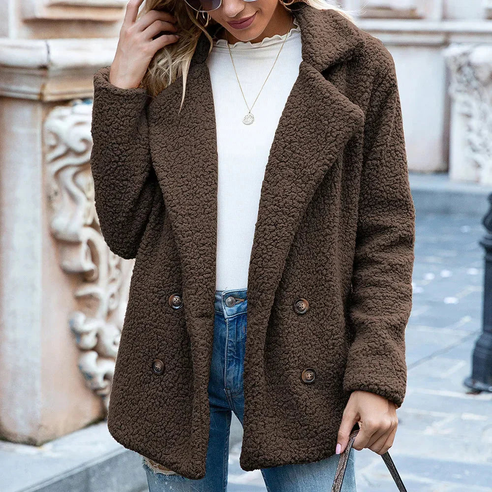 Mid-length double-breasted coat – women
