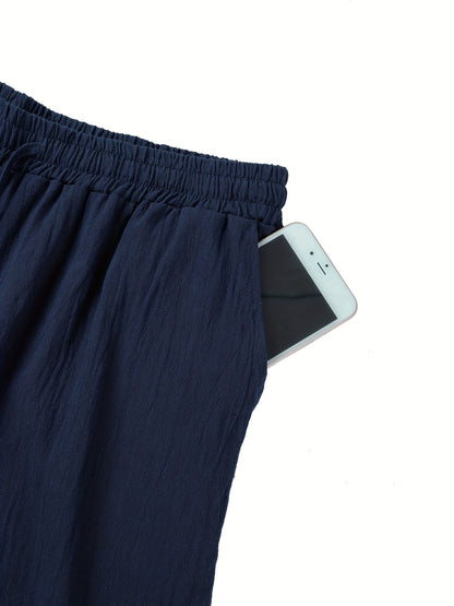 Straight elastic waist pants – men