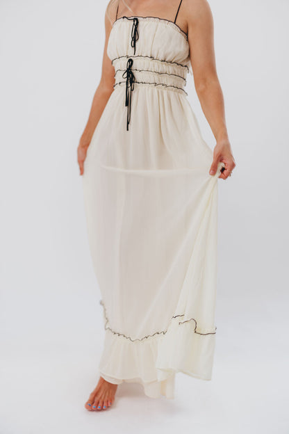 Sylvia Maxi Dress in Cream/Black