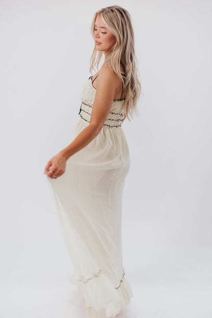 Sylvia Maxi Dress in Cream/Black