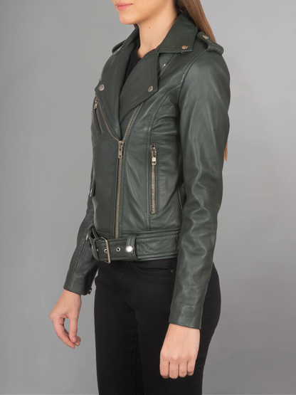 ALmi Women Cool Leather Fall Short Motorcyle Jacket