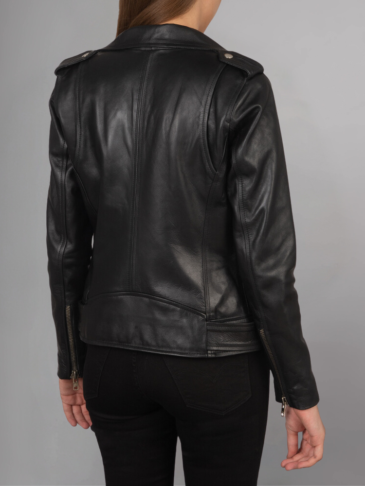 ALmi Women Cool Leather Fall Short Motorcyle Jacket