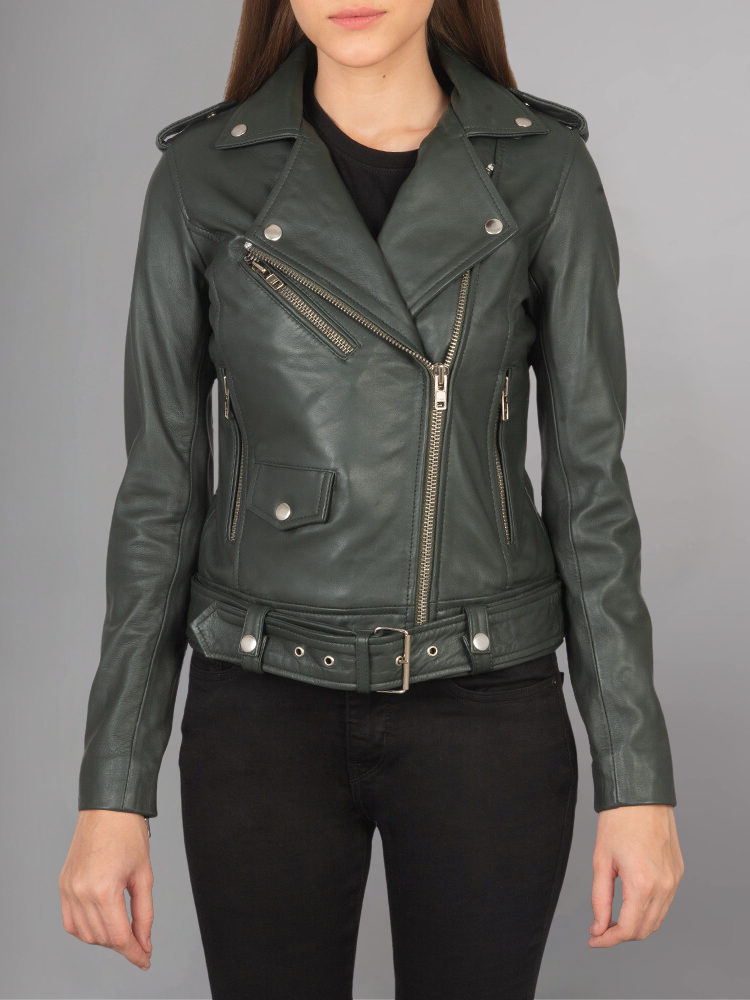 ALmi Women Cool Leather Fall Short Motorcyle Jacket