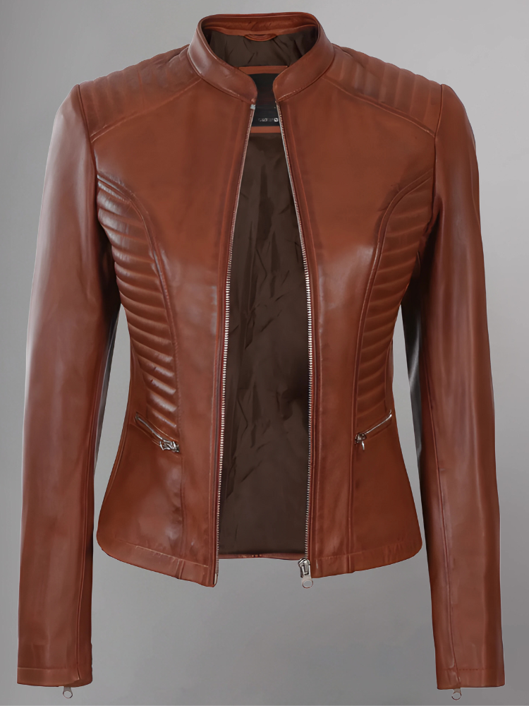 Amber Asymmetrical Black Biker Jacket Women