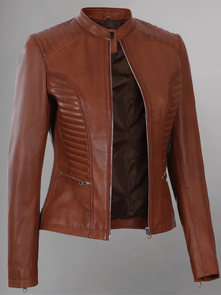 Amber Asymmetrical Black Biker Jacket Women