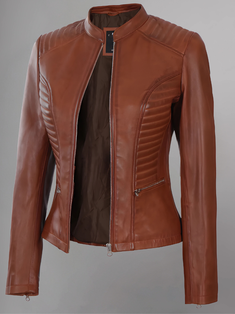 Amber Asymmetrical Black Biker Jacket Women