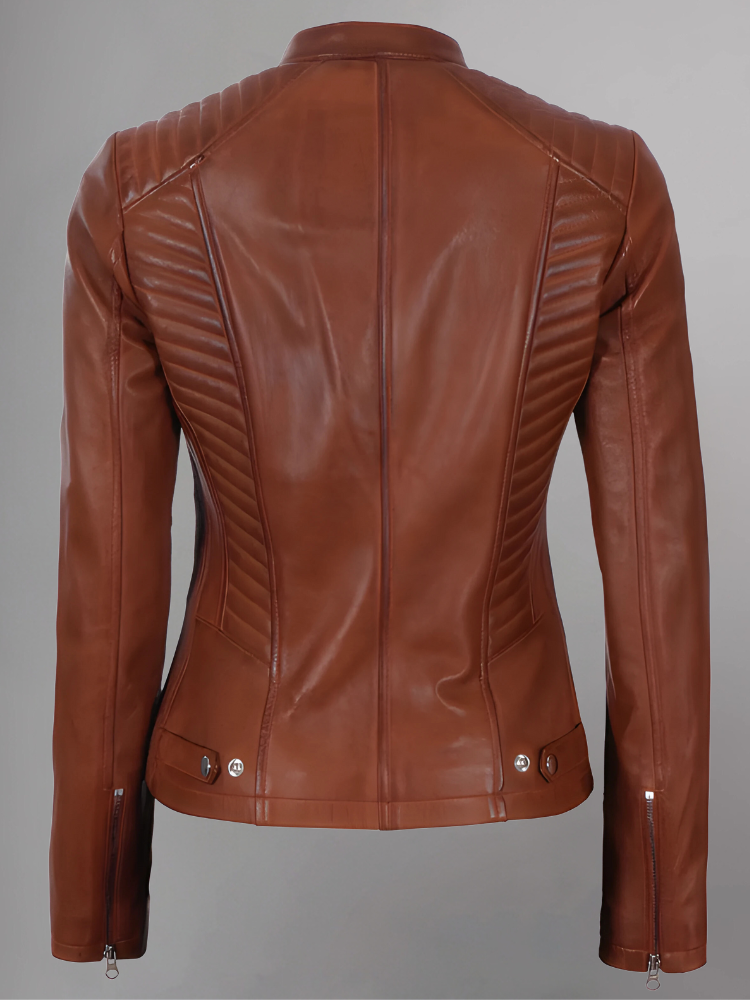 Amber Asymmetrical Black Biker Jacket Women