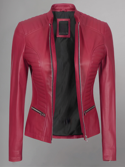 Amber Asymmetrical Black Biker Jacket Women