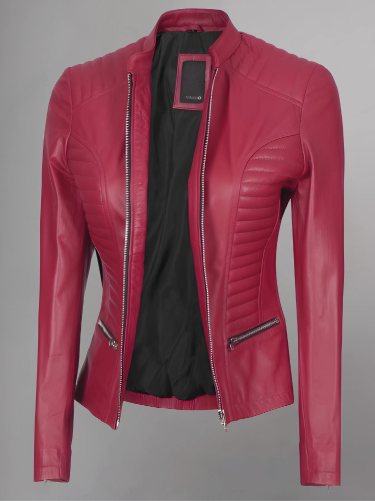 Amber Asymmetrical Black Biker Jacket Women