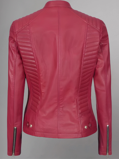 Amber Asymmetrical Black Biker Jacket Women